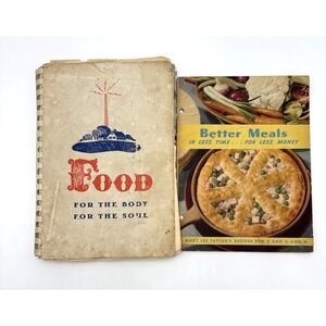 Food for the Body for the Soul Moody Better Meals Vintage Recipes Lot of 2 1940s
